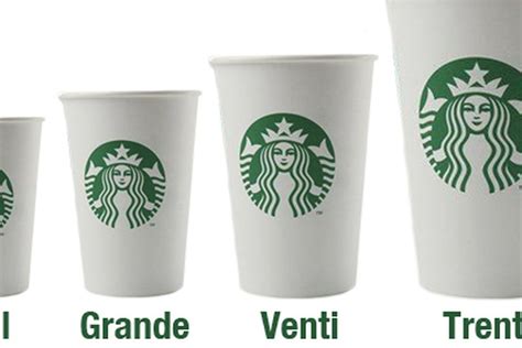Starbucks grande venti sizes - Starbucks has six primary cup sizes customers can choose from: Demi, Short, Tall, Grande, Venti, and Trenta. However, whether you order your beverage hot or "iced" can affect the caffeine content in your drink, and even the actual volume of your cup. Caffeine content can also vary depending on the style of beverage you order.